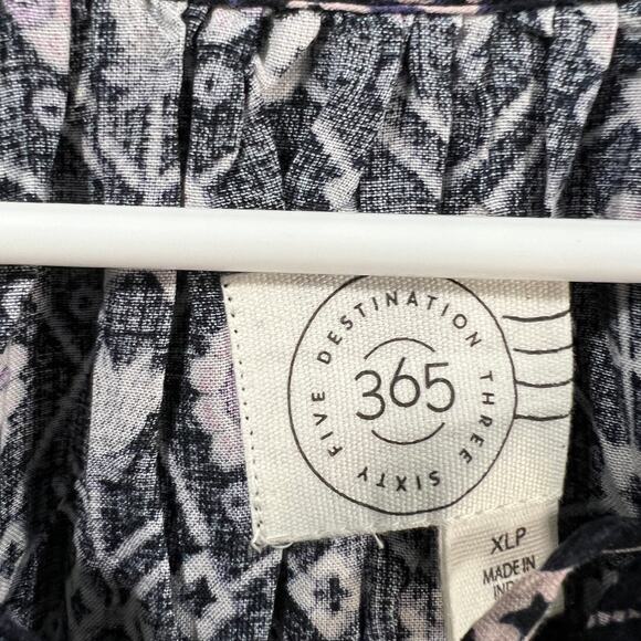 Destination 365 Printed Short-Sleeve Midi Dress with Smo Black Abstract XLP - Picture 2 of 15